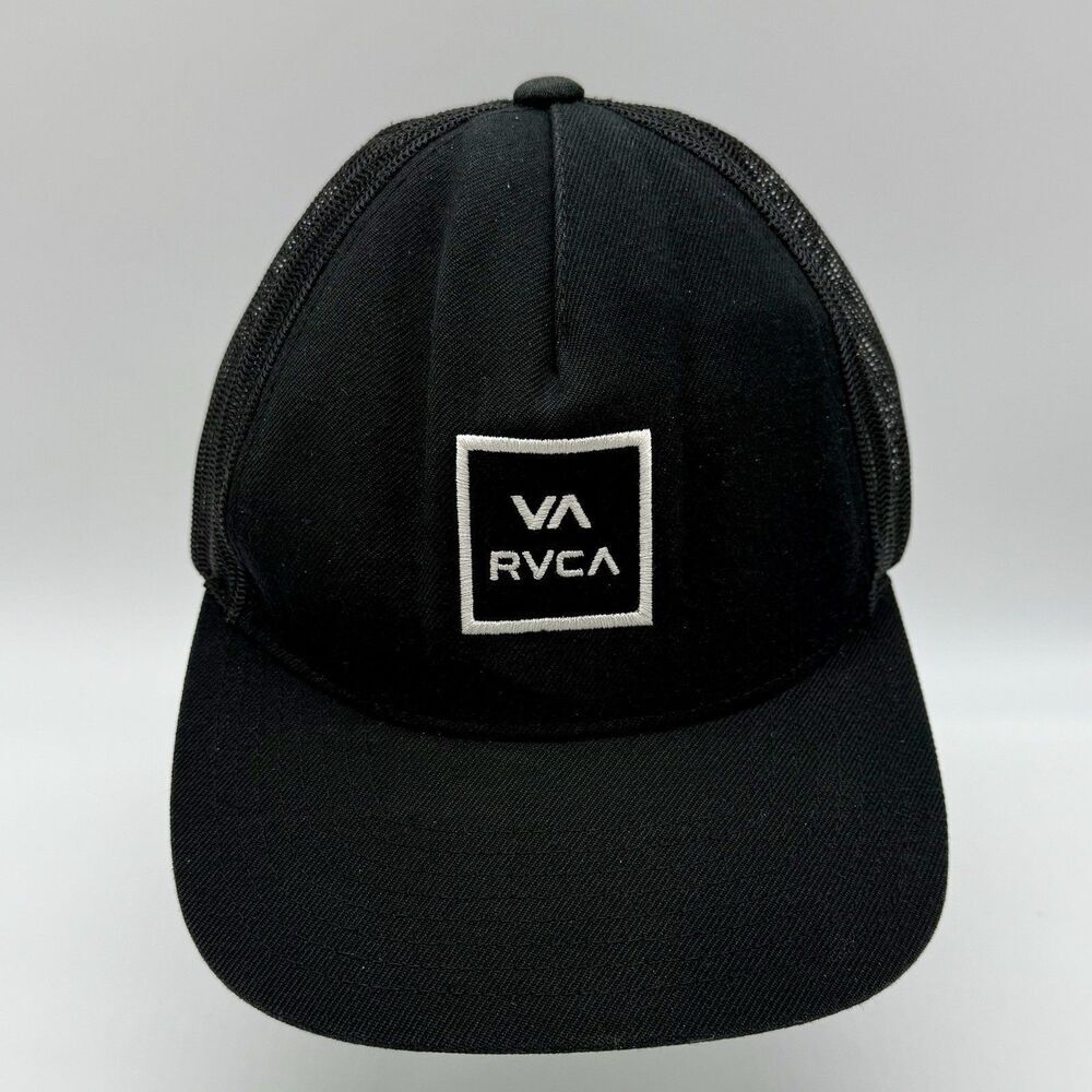 RVCA Hat Cap Black VA‎ Mid Fit Trucker Mesh Back Men’s Adjustable Snapback